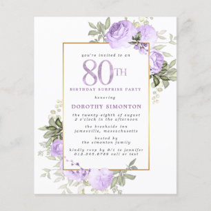Budget Purple Rose 80e anniversaire Surprise Party