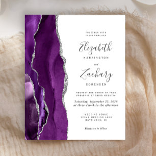 Budget Purple Silver Agate Faire-part de mariage
