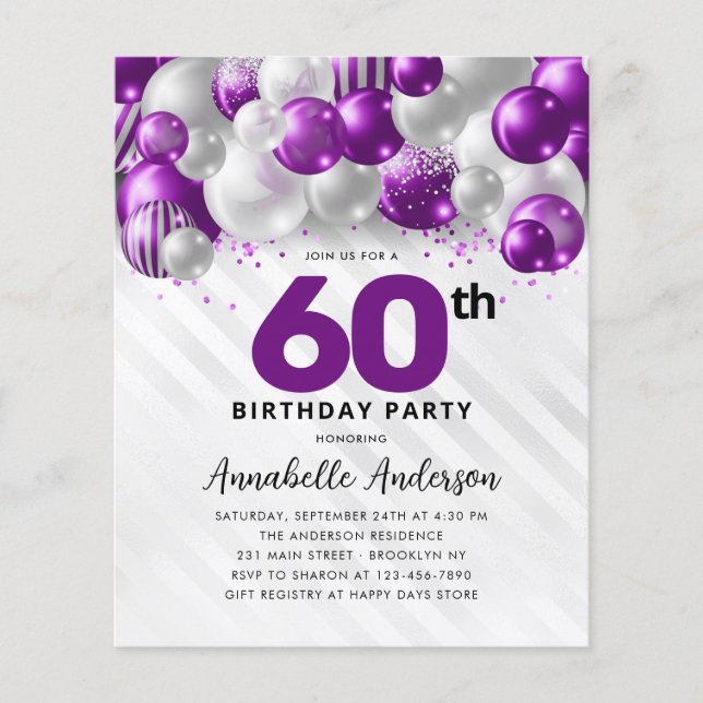 Budget Purple Silver Balloon Parties scintillant 6 (Devant)