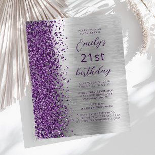 Budget Purple Silver Glam 21e anniversaire Invitat