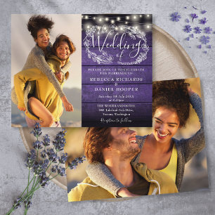 Budget Purple String Lights 2 Photo Wedding Invita
