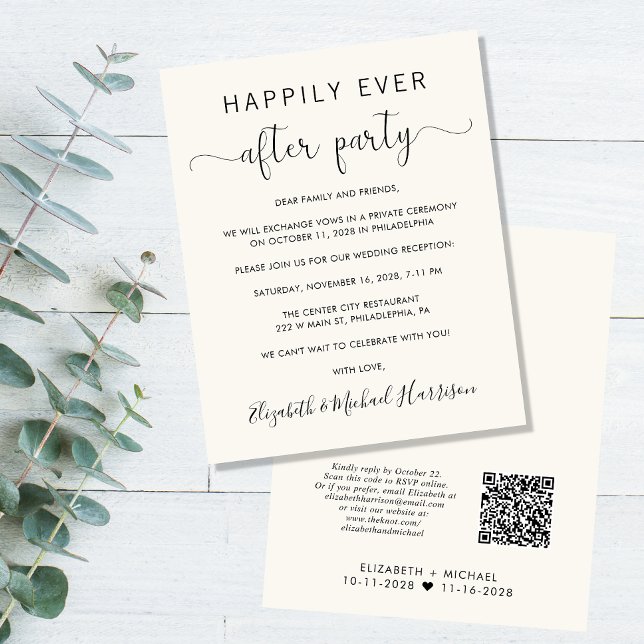Budget QR Code Cream Mariage Réception Invitation (Créateur téléchargé)