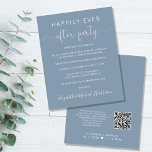 Budget QR Code Dusty Blue Wedding Invitation de ré<br><div class="desc">Élégant hébergement bleu poussiéreux à petit prix ou faire-part de mariage privé et réception de mariage ou invitation de fête. L'avant présente "Happily Ever After Party" dans un mélange de typographie blanche simple et d'un script blanc élégant avec des swashes; personnalisez votre faire-part et invitation et ajoutez vos noms dans...</div>