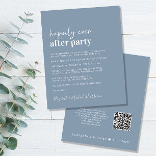 Budget QR Code Dusty Blue Wedding Invitation de ré