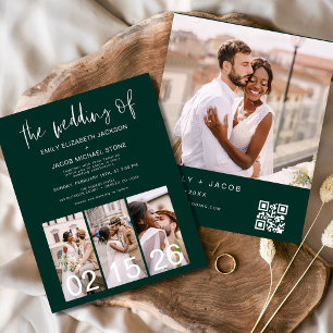 Budget QR Code Emerald Faire-part de mariage vert