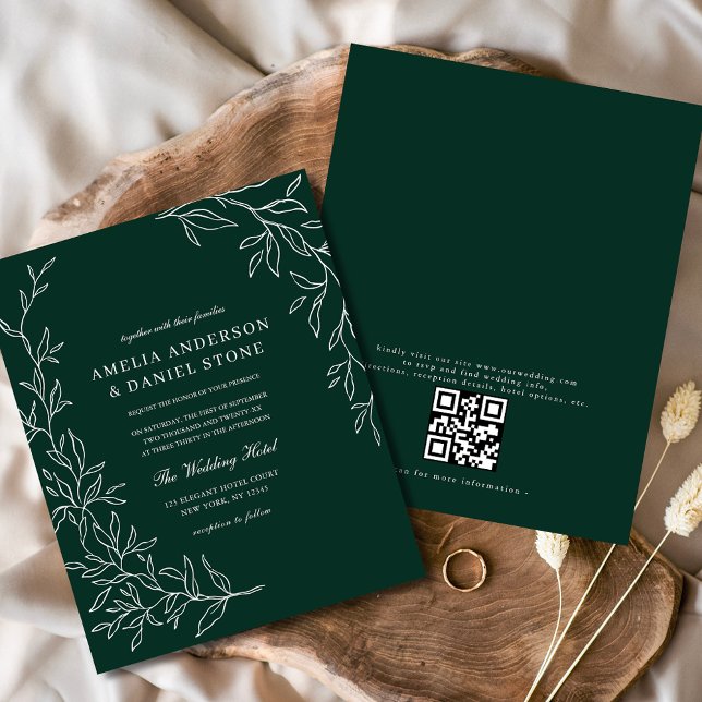Budget QR Code Emerald Faire-part de mariage vert (Créateur téléchargé)