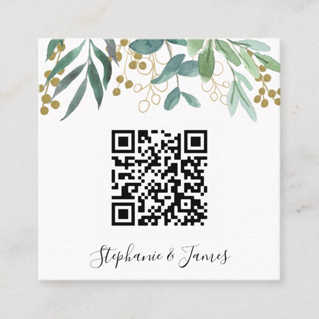 Budget QR Code Eucalyptus Berry Faire-part de mari (Devant)