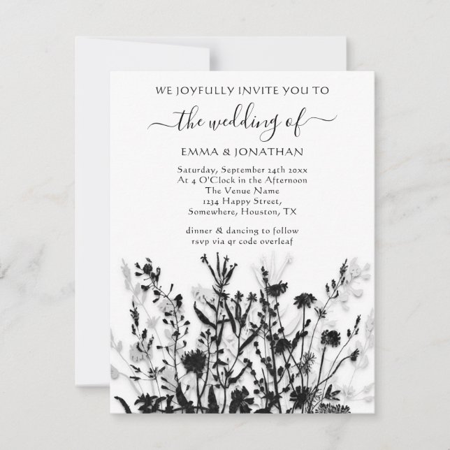 Budget QR CODE Floral Meadow Black Silver White (Devant)