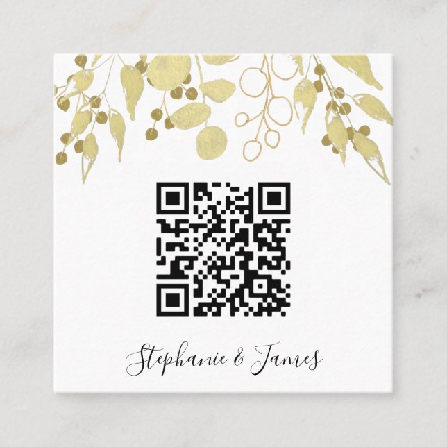 Budget QR Code Gold Foliing Faire-part de mariage (Devant)