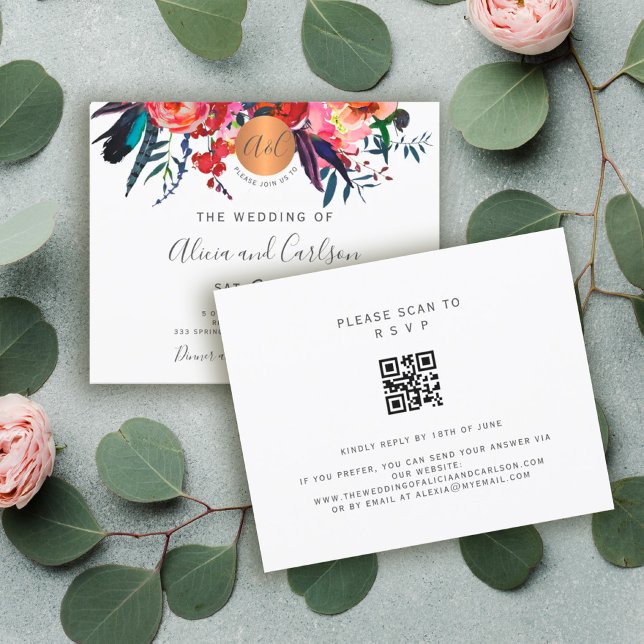 Budget QR CODE invitation de mariage rustique et é (Créateur téléchargé)