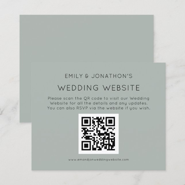 Budget QR Code Mariage Site Web Silvery Sage Encl (Devant / Derrière)