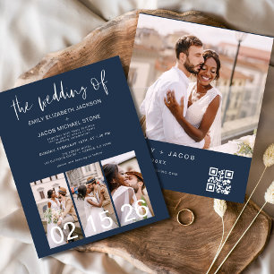 Budget QR Code Marine Faire-part de mariage bleu m