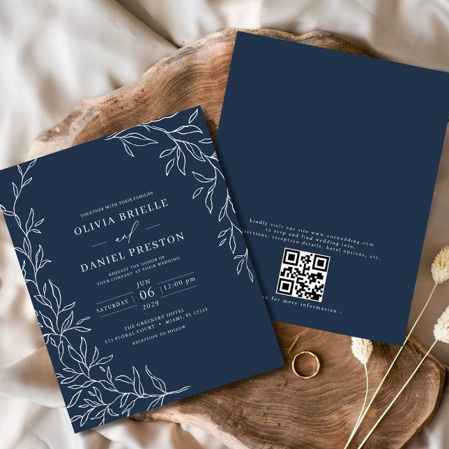 Budget QR Code Marine Faire-part de mariage bleu m (Créateur téléchargé)