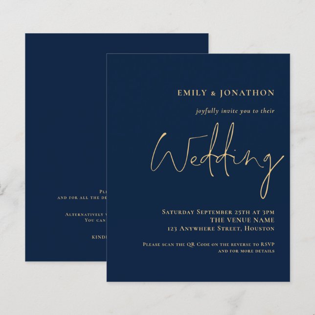 Budget QR Code Marine Faire-part de mariage de scr (Devant / Derrière)