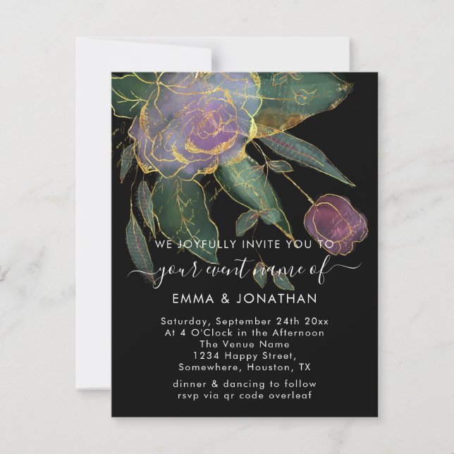 Budget QR Code Marsala Gold Flowers Noir (Devant)