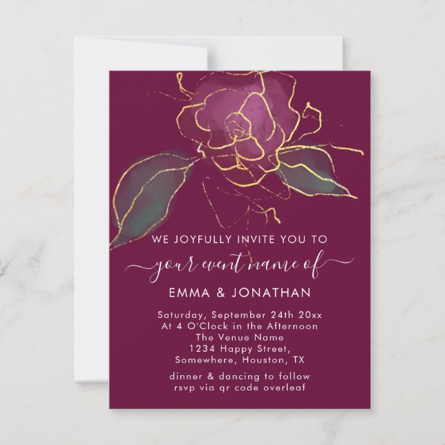 Budget QR Code Marsala Golden Flower (Devant)