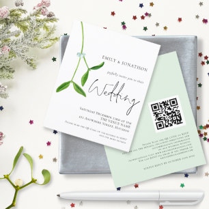 Budget QR Code Mistletoe Noël de mariage Invitatio