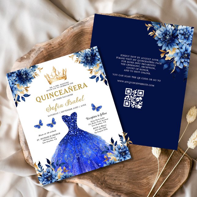 Budget QR Code Quinceanera Royal Blue Princesse (Créateur téléchargé)