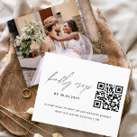 Budget QR Code RSVP Mariage photo<br><div class="desc">Budget Simple Moderne et Élégant Noir et Blanc Script Typographie QR Code RSVP Site Mariage Photo ou invitation photo.</div>