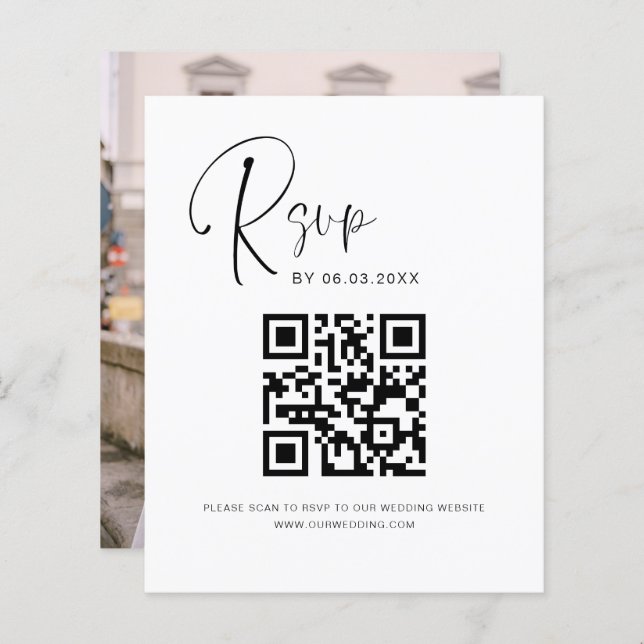 Budget QR Code RSVP Mariage Photo Website (Devant / Derrière)