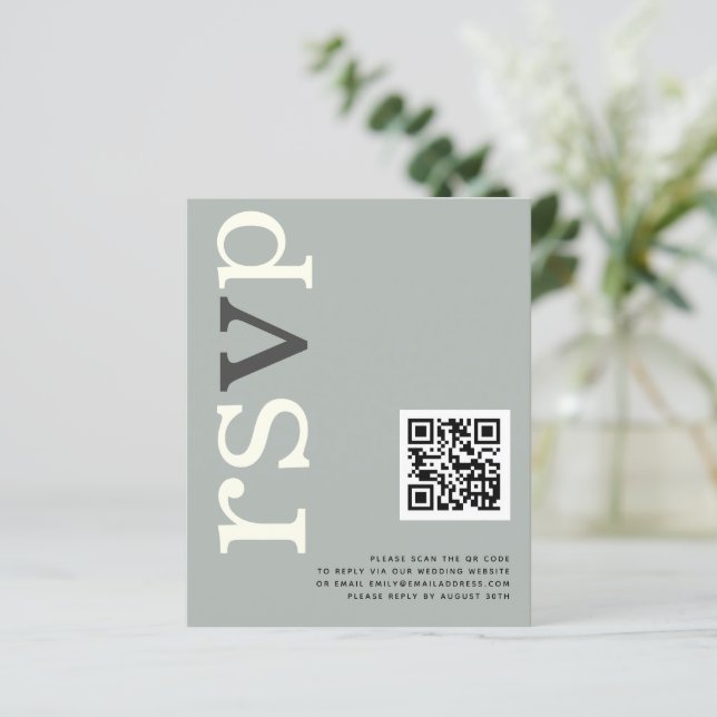 BUDGET QR code Sage Ivory Mariage en ligne RSVP (Debout devant)