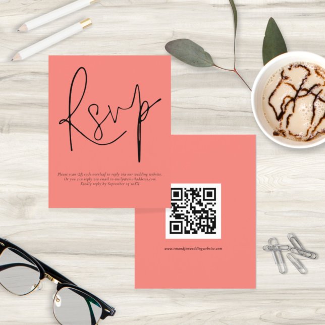 Budget QR Code Script Coral Rose Mariage RSVP (Créateur téléchargé)
