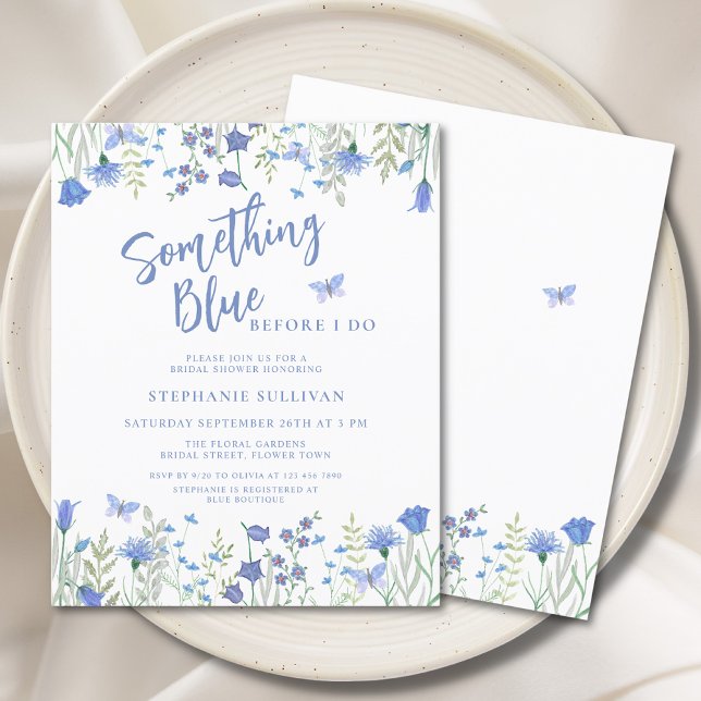 Budget Quelque Chose Blue Bridal Shower Invitation (Créateur téléchargé)