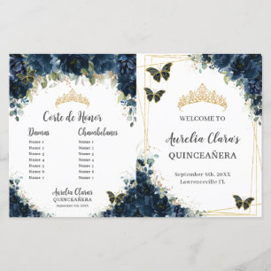 Budget Quinceañera 15 Marine Floral Padrinos Progr