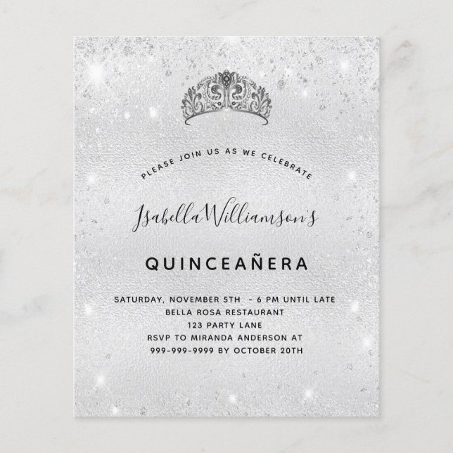Budget Quinceanera argent parties scintillant tiar (Devant)