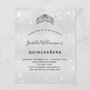Budget Quinceanera argent parties scintillant tiar