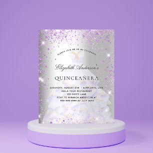 Budget Quinceanera argent robe violette invitation