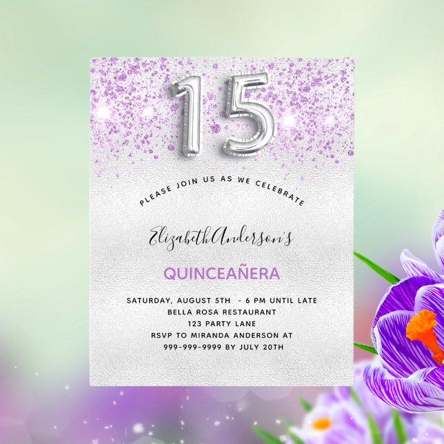 BUDGET Quinceanera argent violet parties scintilla (Créateur téléchargé)
