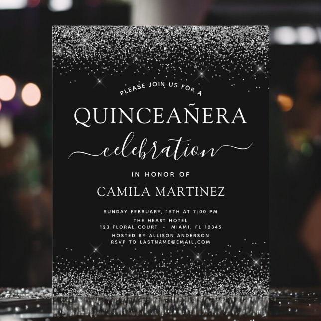 Budget Quinceanera Black Silver Parties scintillan (Créateur téléchargé)