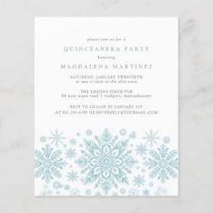 BUDGET Quinceanera Blue Snowflake Invitation