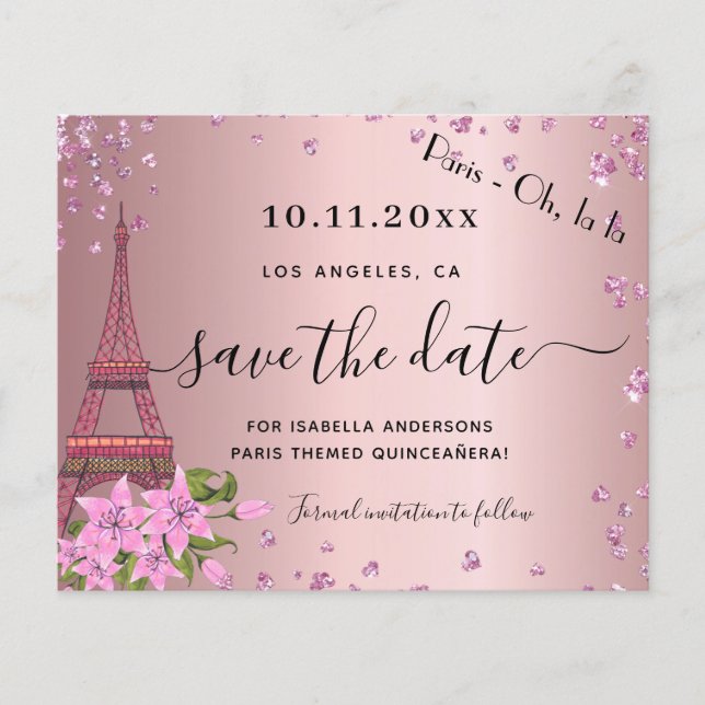 Budget Quinceanera blush rose paris enregistrer la (Devant)