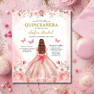 Budget Quinceañera Blush Rose Rose Floral