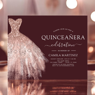 Budget Quinceanera Bourgogne Blush Rose Rose Or