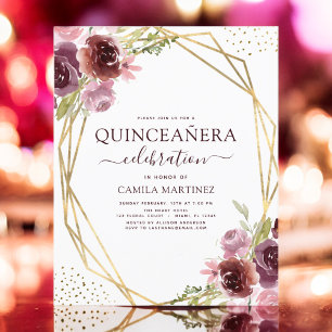 Budget Quinceanera Bourgogne rose géométrique Flor