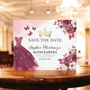 Budget Quinceanera Enregistrer la date Floral Bour