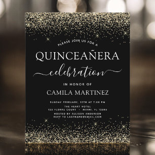 Budget Quinceanera Gold Black Parties scintillant 