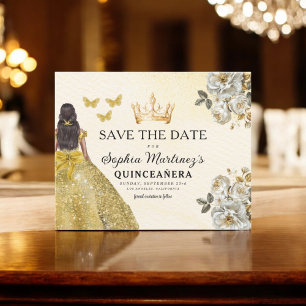 Budget Quinceanera Gold Enregistrer la date Floral