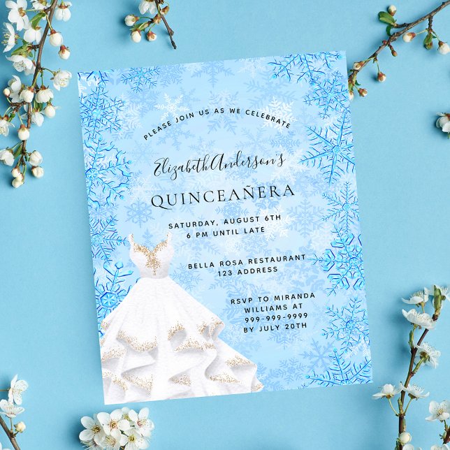 Budget Quinceanera hiver merveilleuse invitation (Créateur téléchargé)