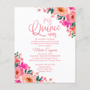 Budget Quinceanera Invitation Bilingue Floral