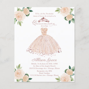 Budget Quinceanera Invitation Espagne Blush Gown