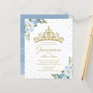 Budget Quinceanera Invitation Espagnol Gold Tiara