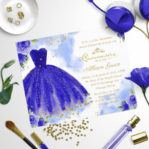 Budget Quinceanera Invitation Espagnol Royal Blue