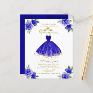 Budget Quinceanera Invitation Espagnol Royal Blue