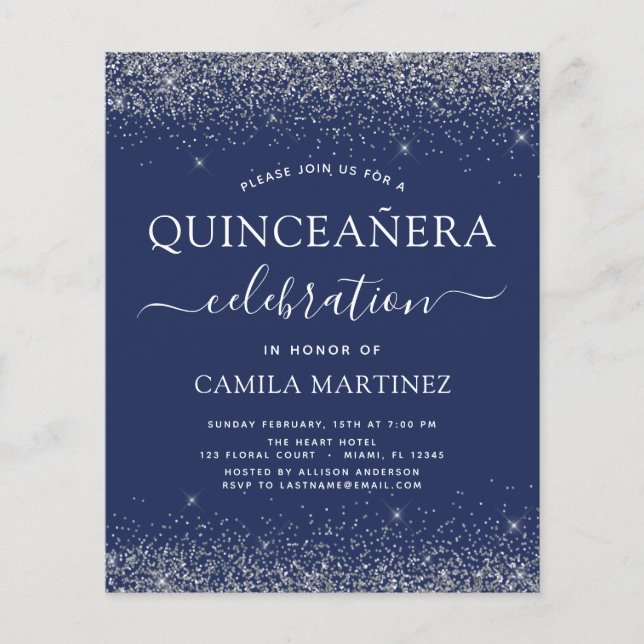 Budget Quinceanera Marine Blue Silver Parties scin (Devant)