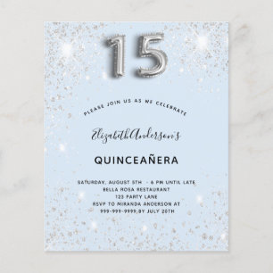 Budget Quinceanera paillette argentée bleu bébé