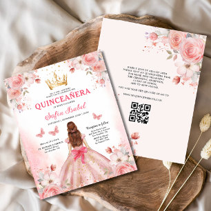 Budget Quinceañera Papillon floral rose pâle rose